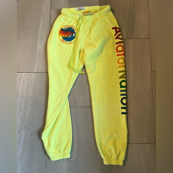 Aviator Nation Pants - Neon Yellow Aviator Nation women’s sweats size small VEUC